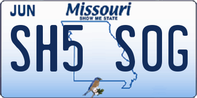 MO license plate SH5S0G