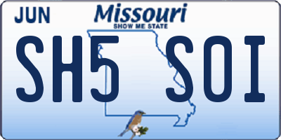 MO license plate SH5S0I