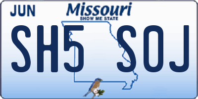MO license plate SH5S0J