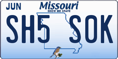 MO license plate SH5S0K