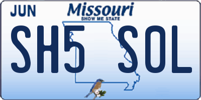 MO license plate SH5S0L