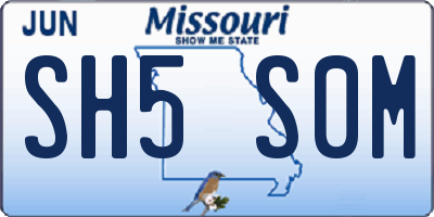 MO license plate SH5S0M