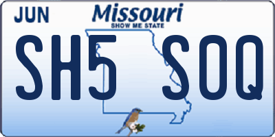 MO license plate SH5S0Q