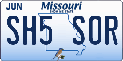 MO license plate SH5S0R