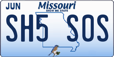 MO license plate SH5S0S