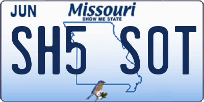 MO license plate SH5S0T