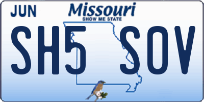 MO license plate SH5S0V