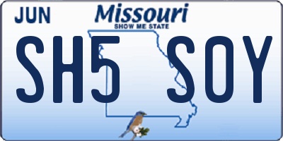 MO license plate SH5S0Y