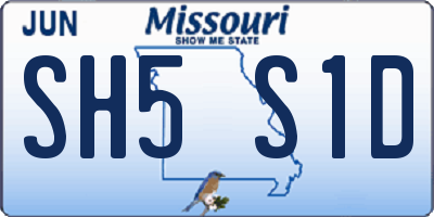 MO license plate SH5S1D