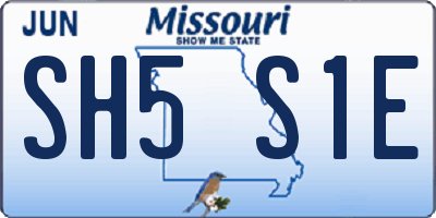 MO license plate SH5S1E