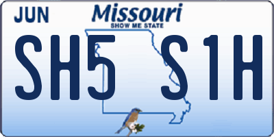 MO license plate SH5S1H