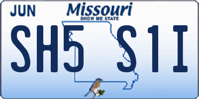 MO license plate SH5S1I