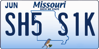 MO license plate SH5S1K