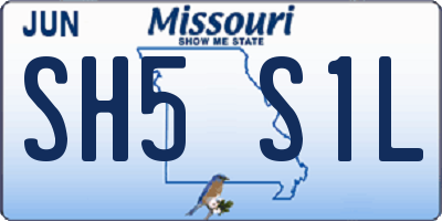 MO license plate SH5S1L