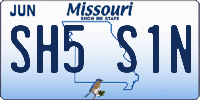 MO license plate SH5S1N