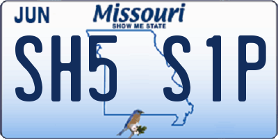 MO license plate SH5S1P