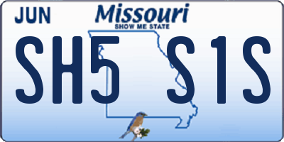 MO license plate SH5S1S