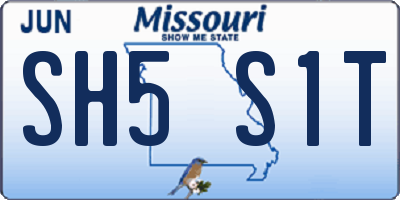 MO license plate SH5S1T