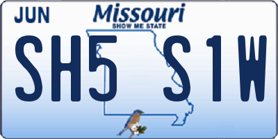 MO license plate SH5S1W