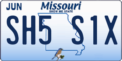 MO license plate SH5S1X