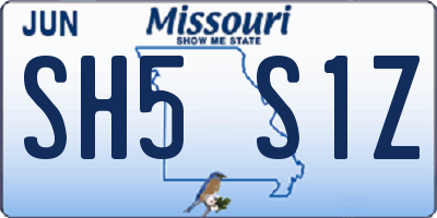 MO license plate SH5S1Z