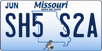 MO license plate SH5S2A
