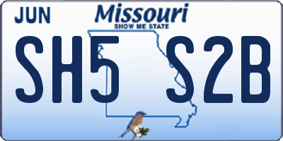 MO license plate SH5S2B