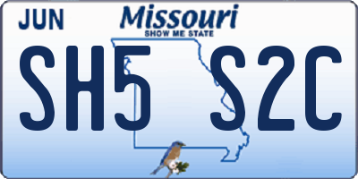 MO license plate SH5S2C