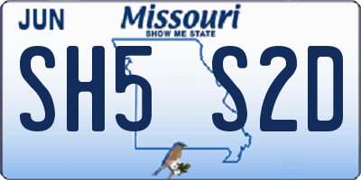 MO license plate SH5S2D