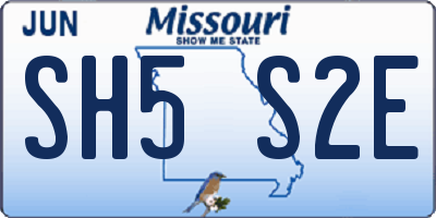 MO license plate SH5S2E
