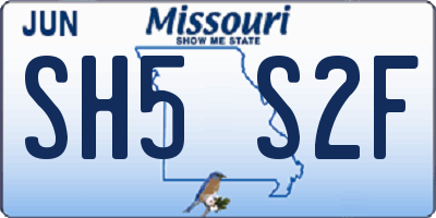MO license plate SH5S2F