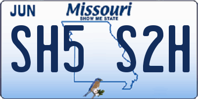 MO license plate SH5S2H