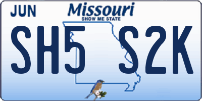 MO license plate SH5S2K
