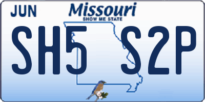 MO license plate SH5S2P