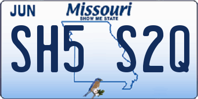 MO license plate SH5S2Q