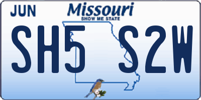 MO license plate SH5S2W