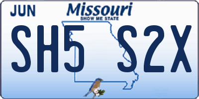 MO license plate SH5S2X