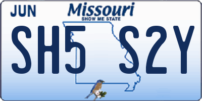 MO license plate SH5S2Y
