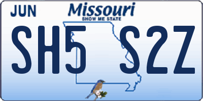 MO license plate SH5S2Z