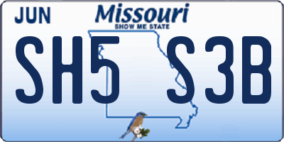 MO license plate SH5S3B