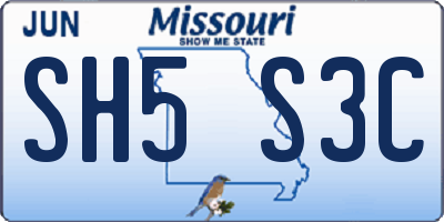MO license plate SH5S3C