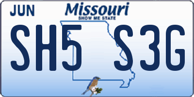 MO license plate SH5S3G