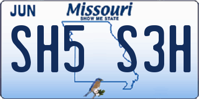 MO license plate SH5S3H