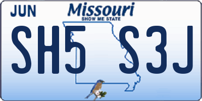 MO license plate SH5S3J