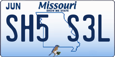 MO license plate SH5S3L