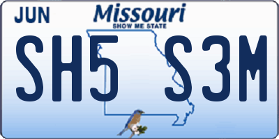 MO license plate SH5S3M