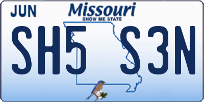 MO license plate SH5S3N