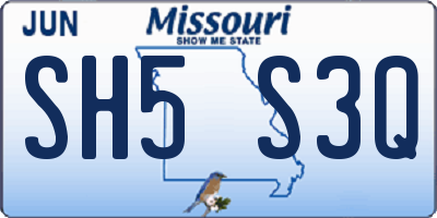 MO license plate SH5S3Q