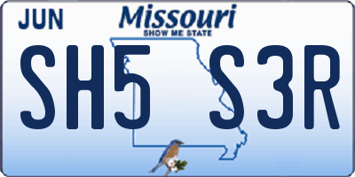 MO license plate SH5S3R