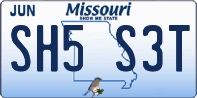 MO license plate SH5S3T